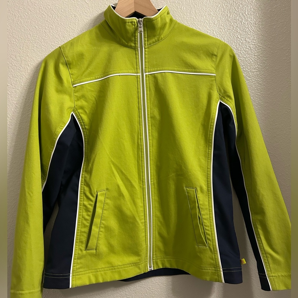 Green Lightweight Zip Up Jacket Athletic Windbreaker Fits Small